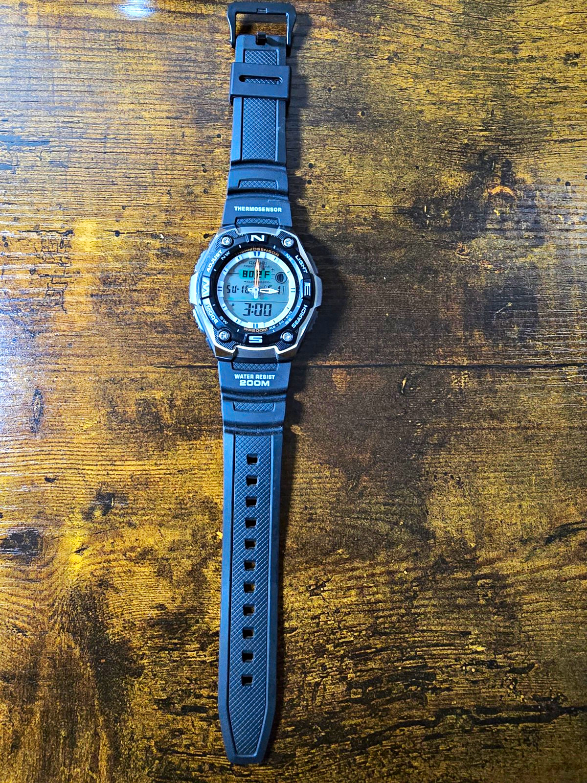 Casio AQW-101 Analog-Digital Moon Phase World Time Thermometer 200m Fishing Gear