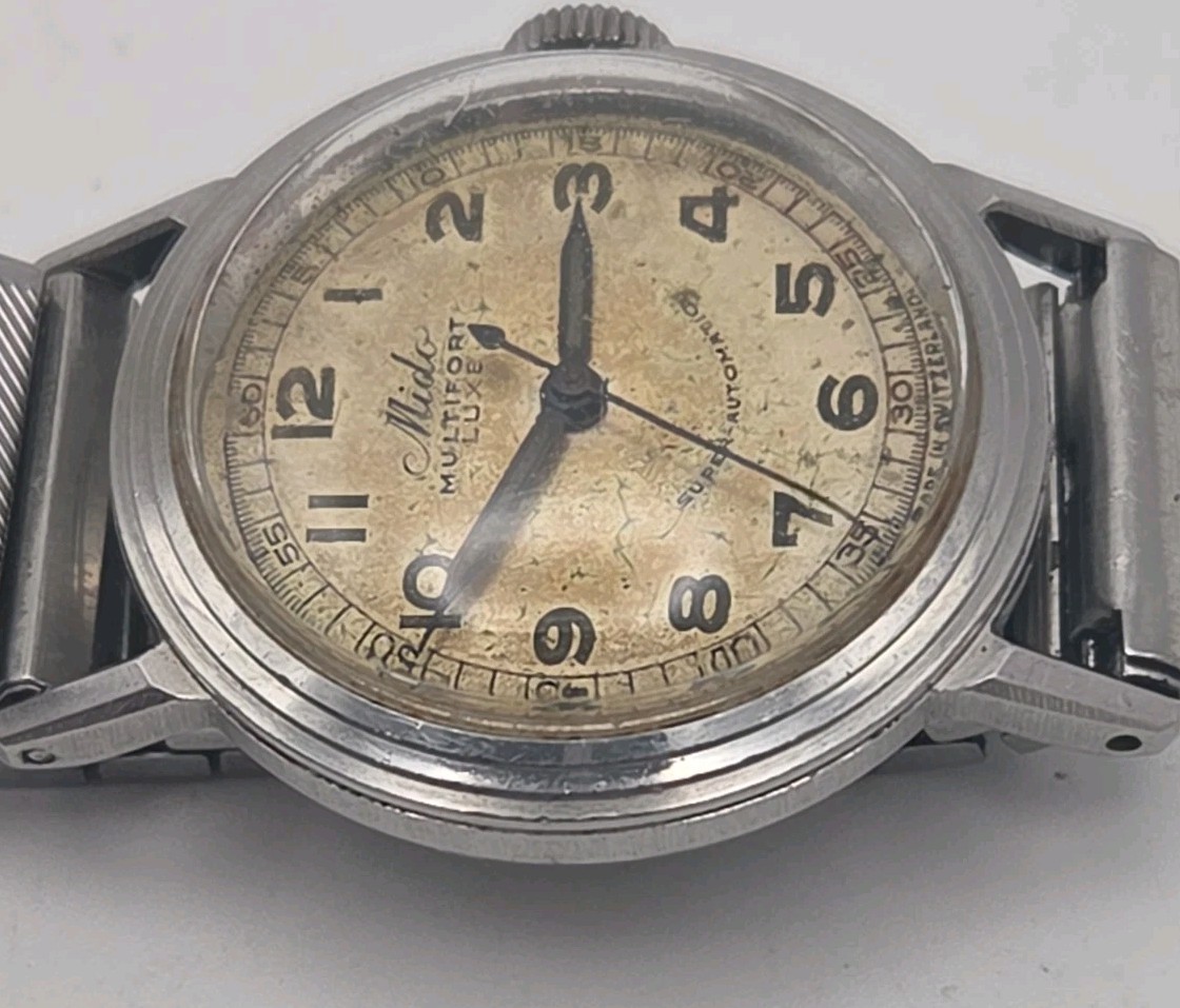 Vtg 1940-1945 Mido Multifort Luxe 30mm Super Automatic Swiss Watch Wilfred Isaac
