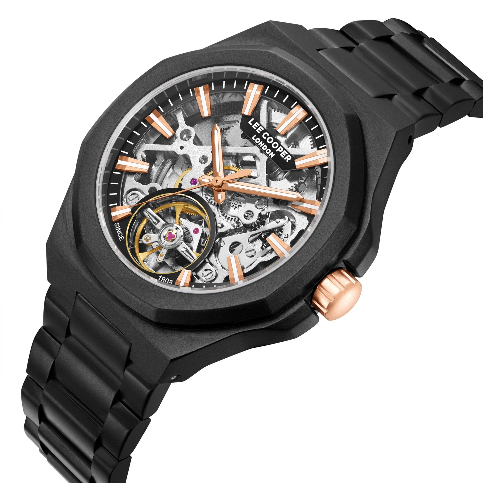 Lee Cooper Men’s Automatic Watch | Black Dial, Black Case, 43mm, 50 m (5 ATM)
