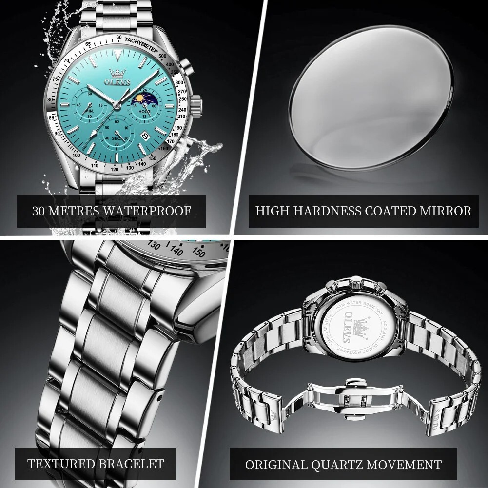 Waterproof Quartz Watch Men’s OLEVS Luminous Luxury Business Date Men Strap