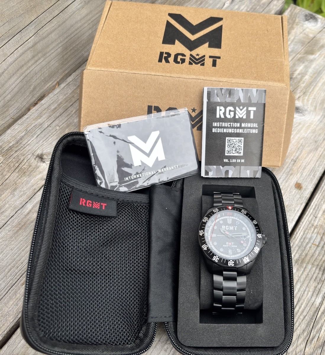 RGMT Continental GMT – Stealth Black. Swiss GMT Movement. free display stand