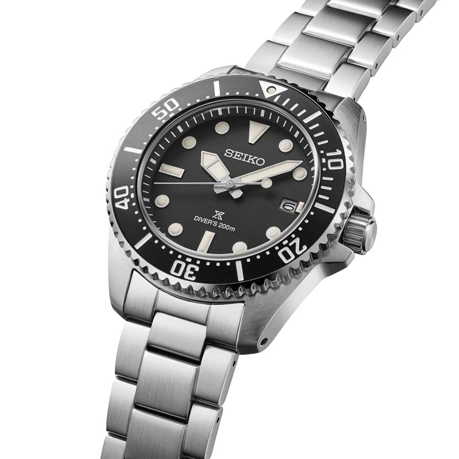 SEIKO Prospex SNE597P1 Solar Black Dial Date Display Stainless Steel Diver Watch