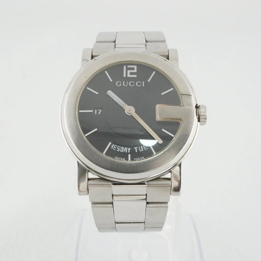 GUCCI 101M Quartz Stainless Steel Grey Mens Watch