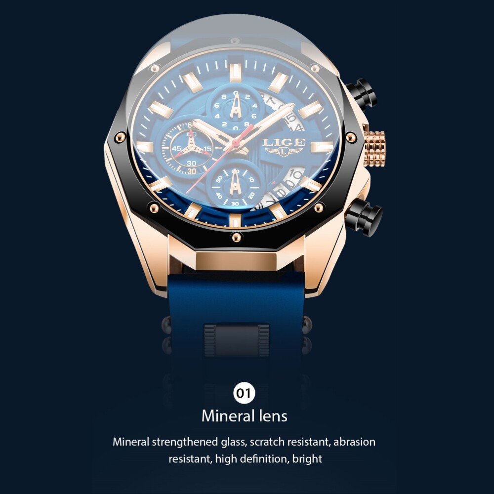 LIGE Men’s Watch Quartz Analog Luminous 3ATM Waterproof Luxury Casual Wristwatch