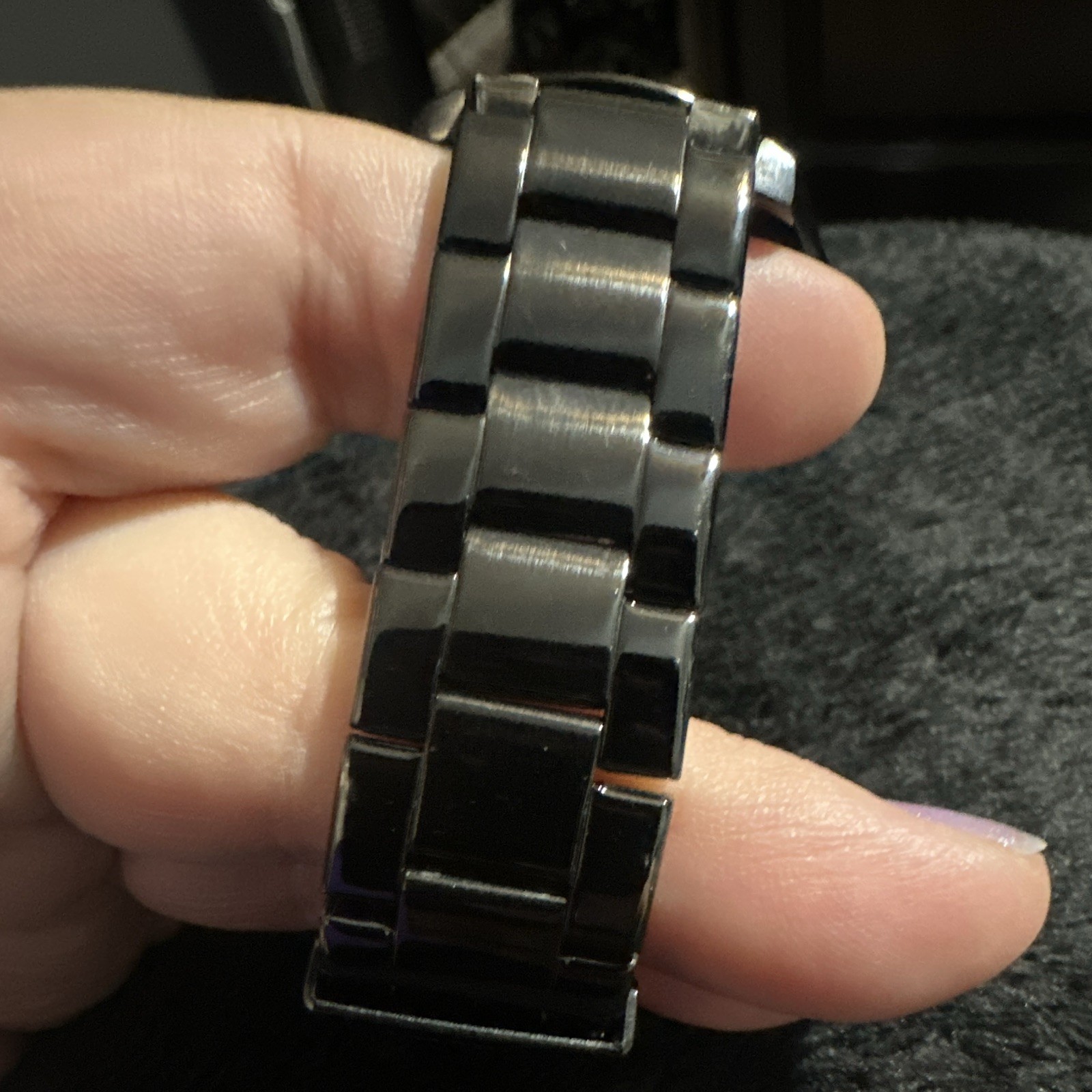 Fossil Women’s Black Stainless Steel Analog Quartz Watch Crystal Bezel 38mm