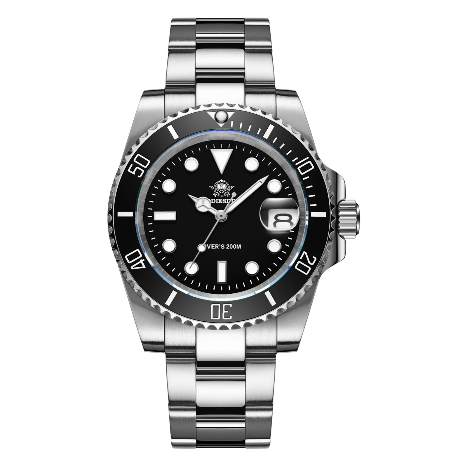 41MM ADDIESDIVE Quartz Men Watch Diver 200M Waterproof Stainless Steel Luminous