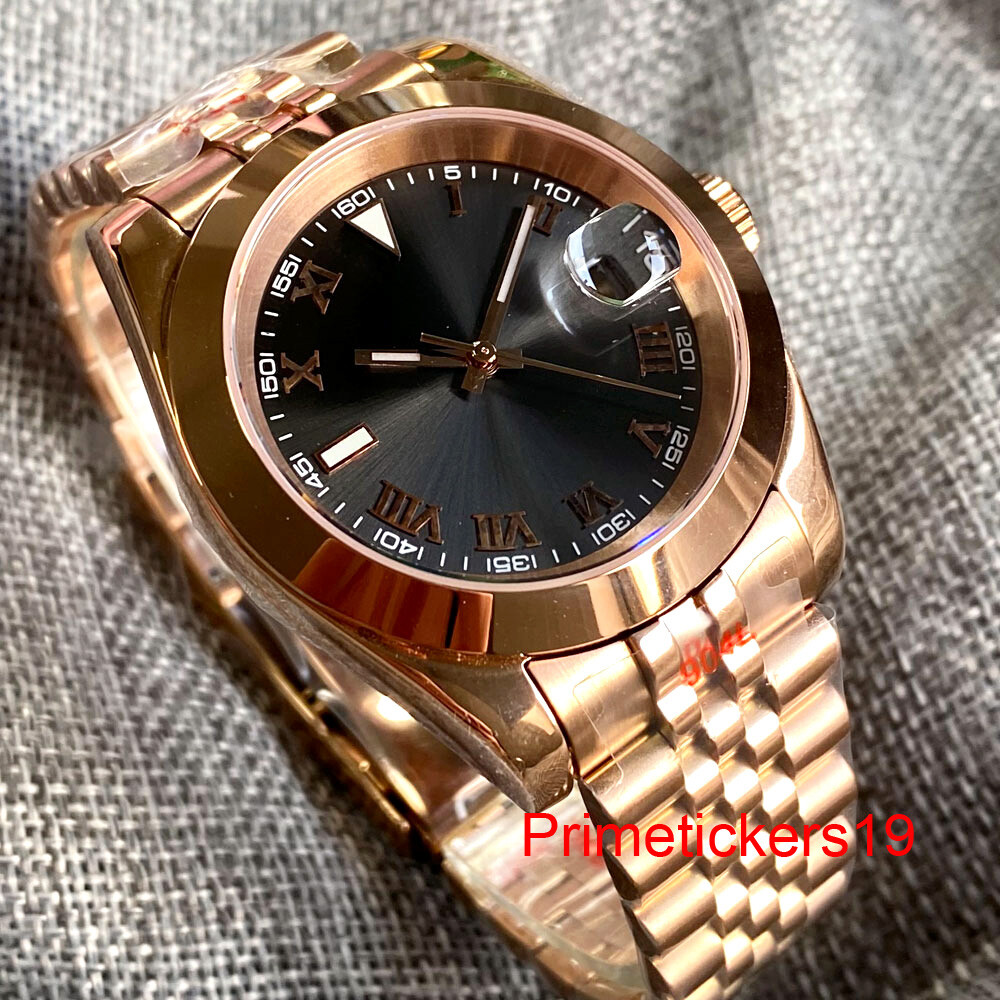 BLIGER NH35A 36mm/39mm Automatic Men Rose Gold Watch Sapphire Grey Sunburst Dial