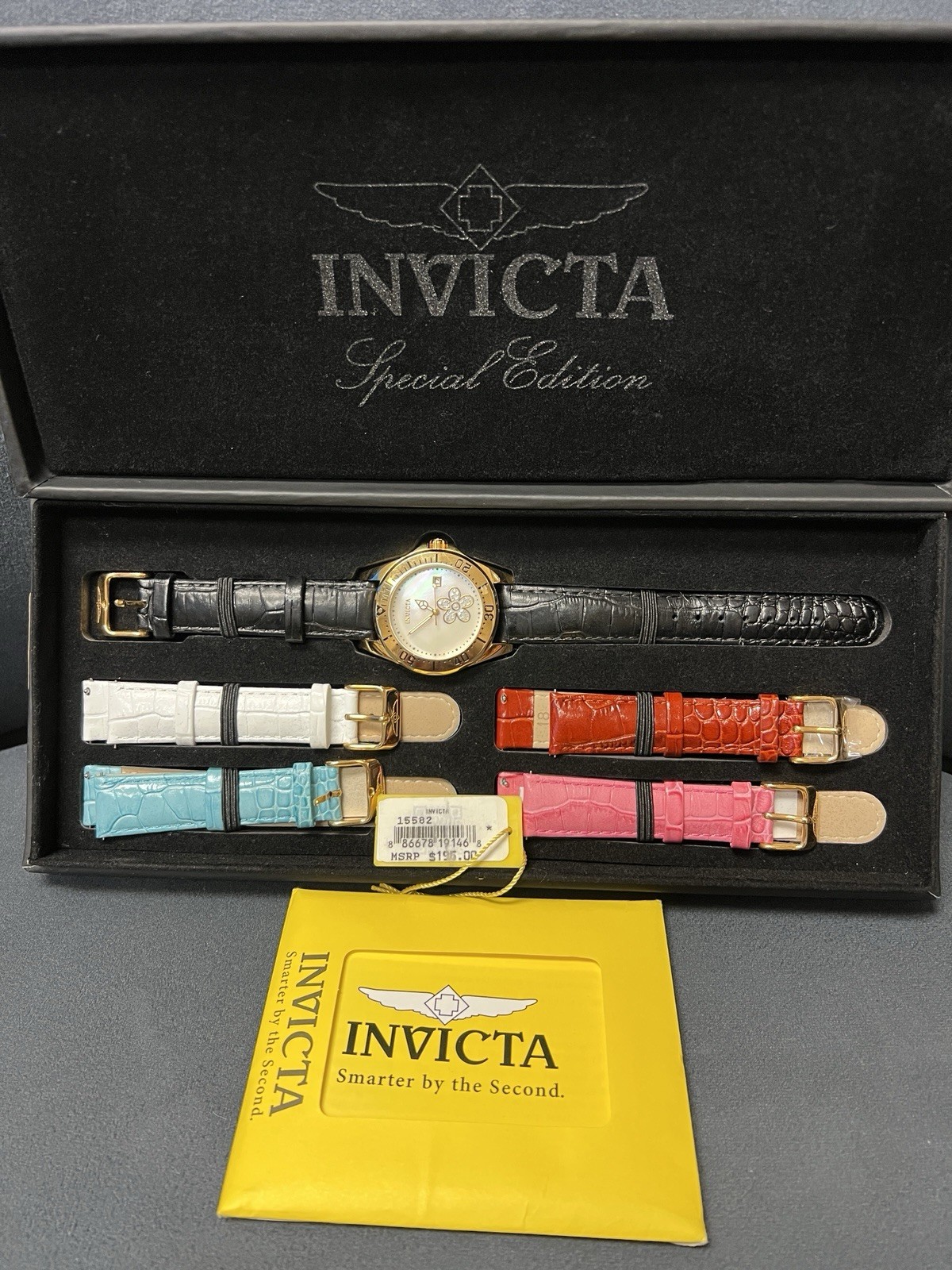 Invicta Special Edition Women’s Quartz Gold Tone Watch Set w/ 5 Leather Straps