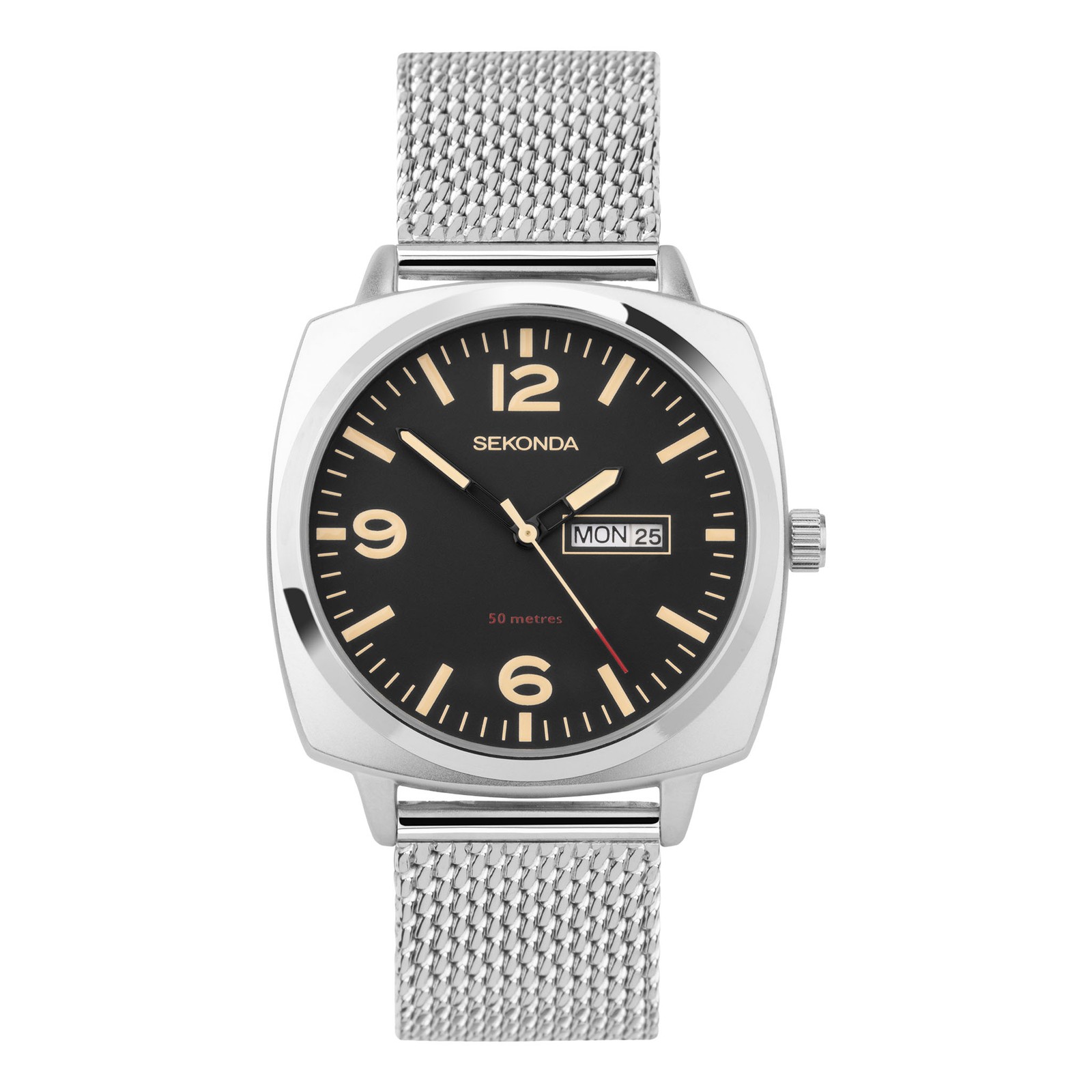Sekonda Gents Silver-Tone Stainless Steel 40mm Pilot Watch 30101