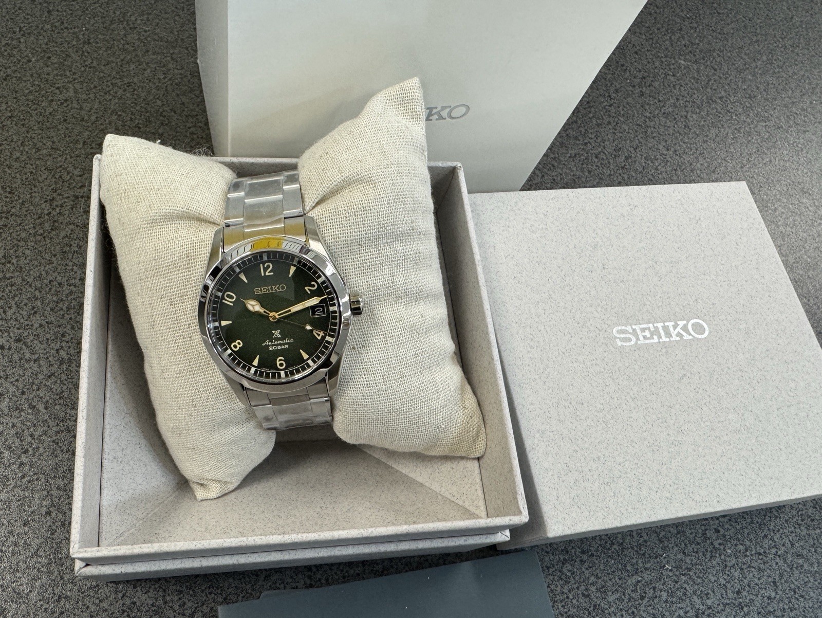 New Seiko Prospex Alpanist Stainless Steel Green Dial Men’s Watch SPB155J1 New
