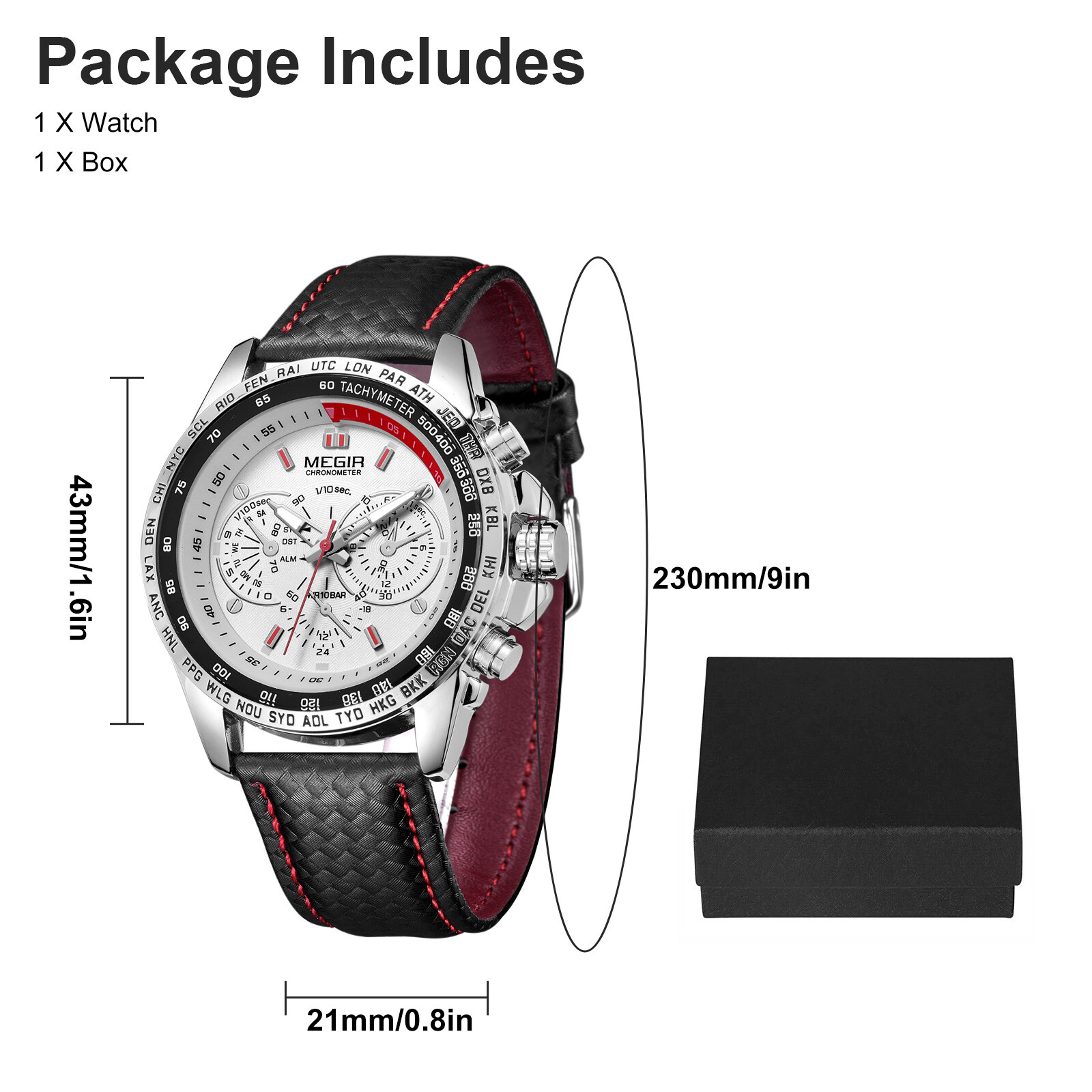 MEGIR Waterproof Men’s Stainless Steel Analog Sports Quartz Military Wrist Watch