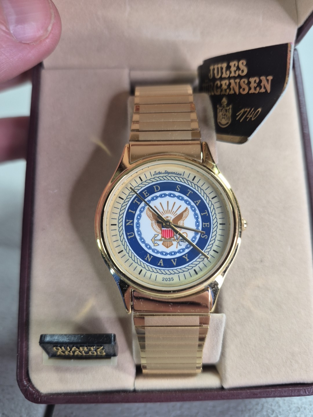 Jules Jurgensen United States Navy Watch 2035 Quartz Gold Tone NIB
