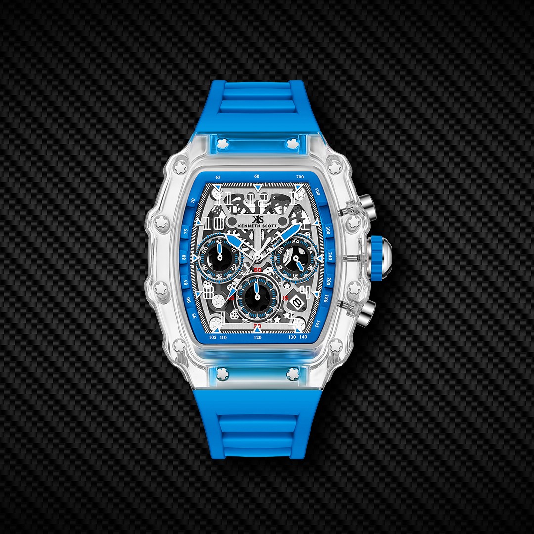 Kenneth Scott Men’s Multi Function Watch | Clear Dial, 44.3mm, 50 m (5 ATM)