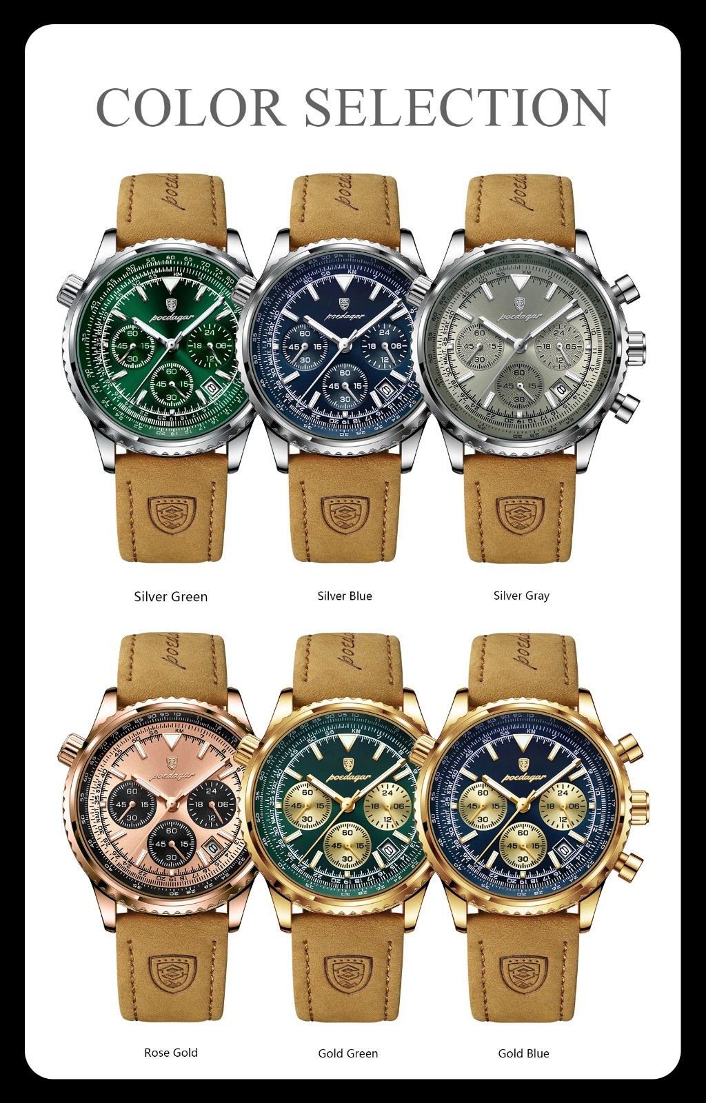 Men Luxury Quartz Watch Waterproof Chronograph Leather Birthday Perfect Gift