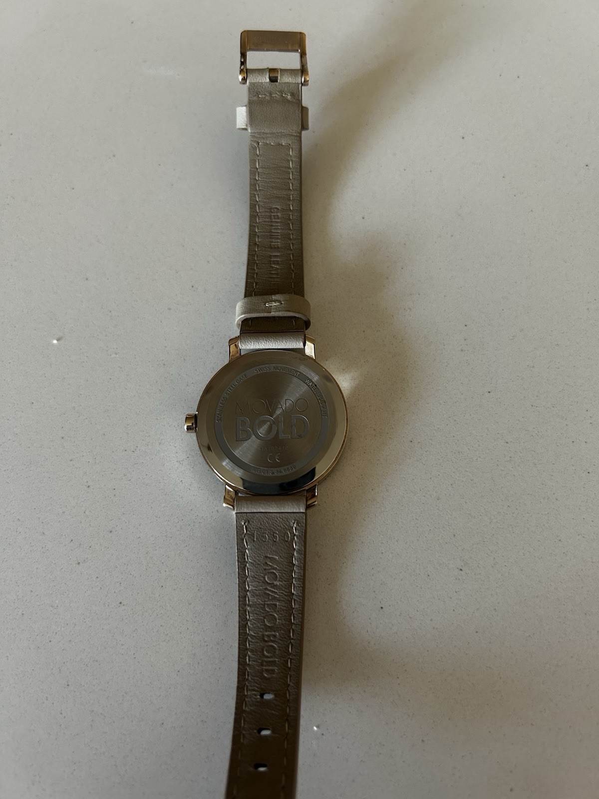 Movado Bold Women’s Swiss Made Quartz 34mm Silver Dial Gray Leather Watch