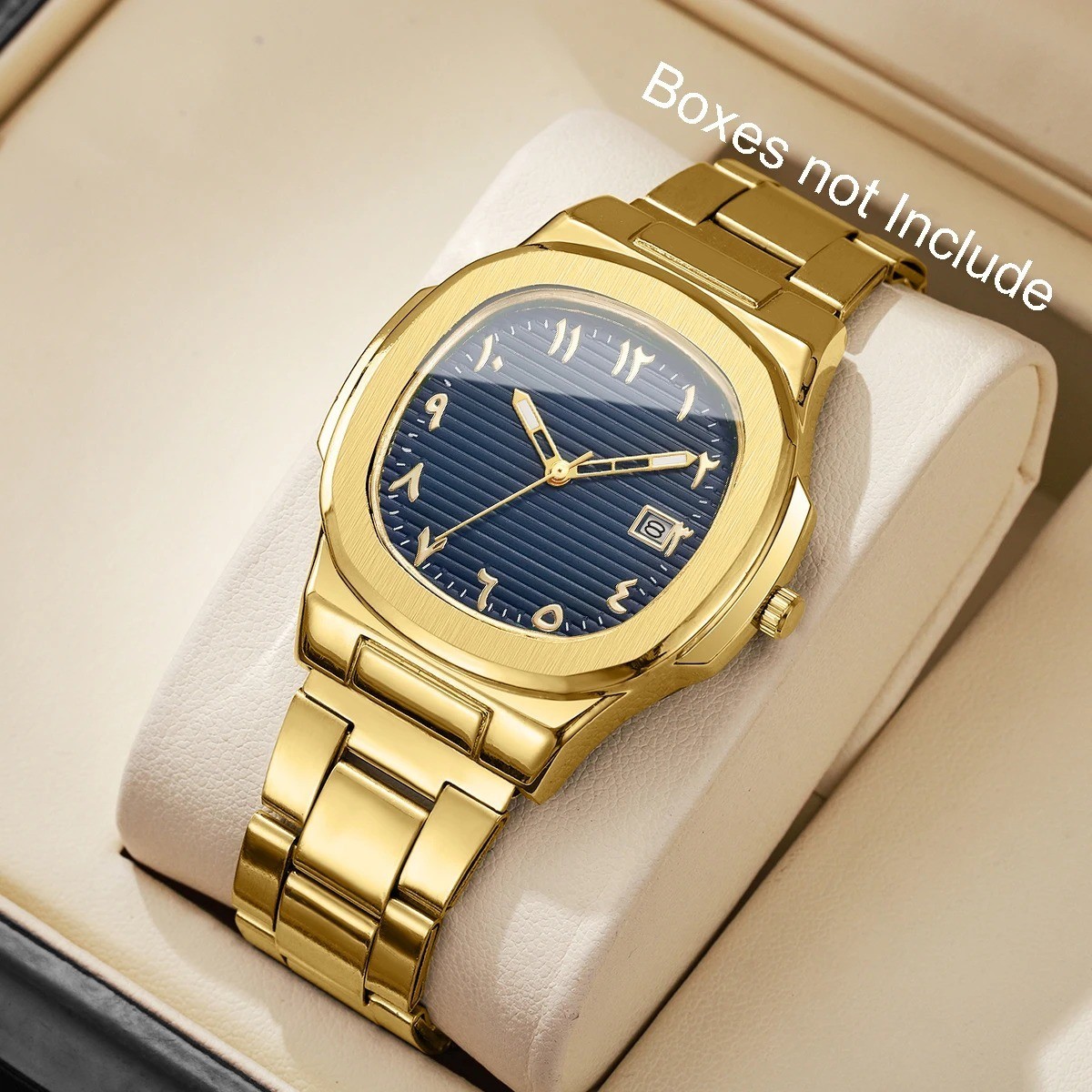 Montres d’affaires de luxe pour hommes, cadran carré, bracelet en acier inoxydab