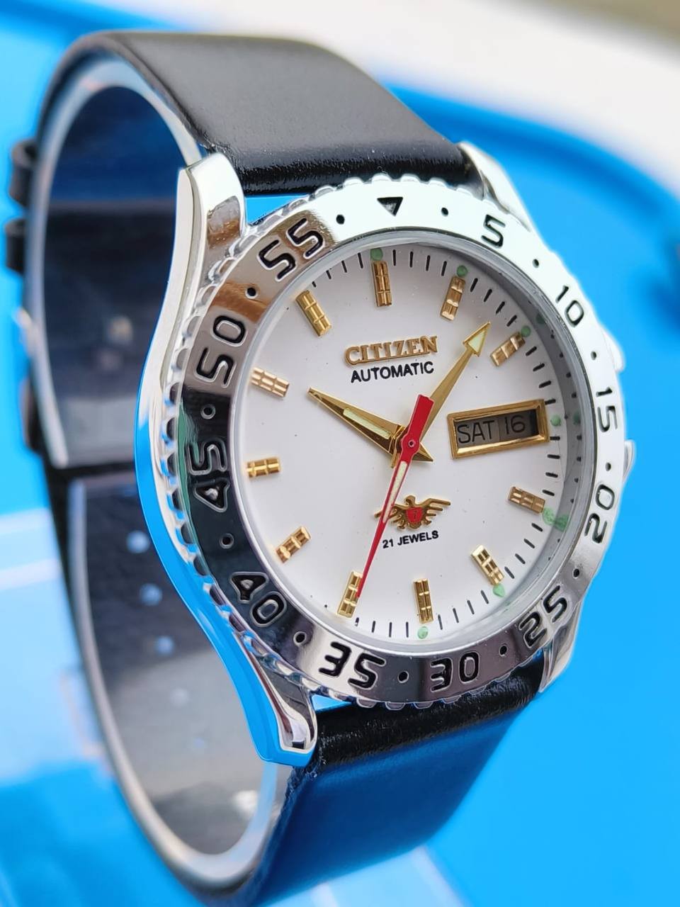 Refurbished Citizen White Dial Vintage Movemen Men’s Watch Exhibition Back 38mm