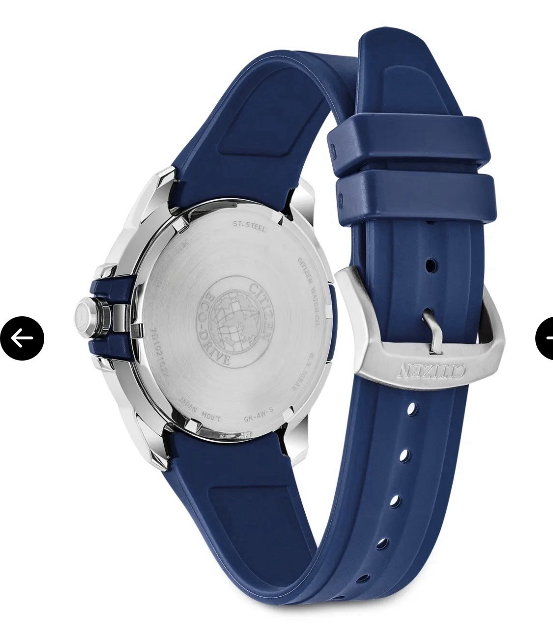 Citizen AW1158-05L 45mm Silver Stainless Steel Case with Blue Polyurethane Strap