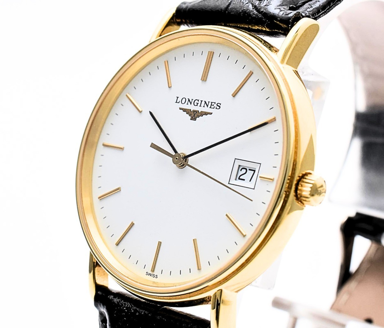 Longines L4.720.2 Grand Classic 33mm White Roman Date Quartz Vintage Men’s Watch