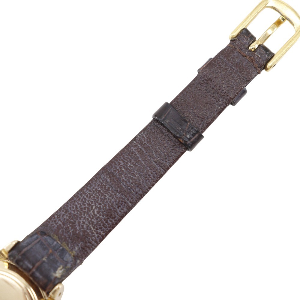 OMEGA Watches Cal.244 IvoryDial Plated Gold/Embossed Leather Hand Winding …