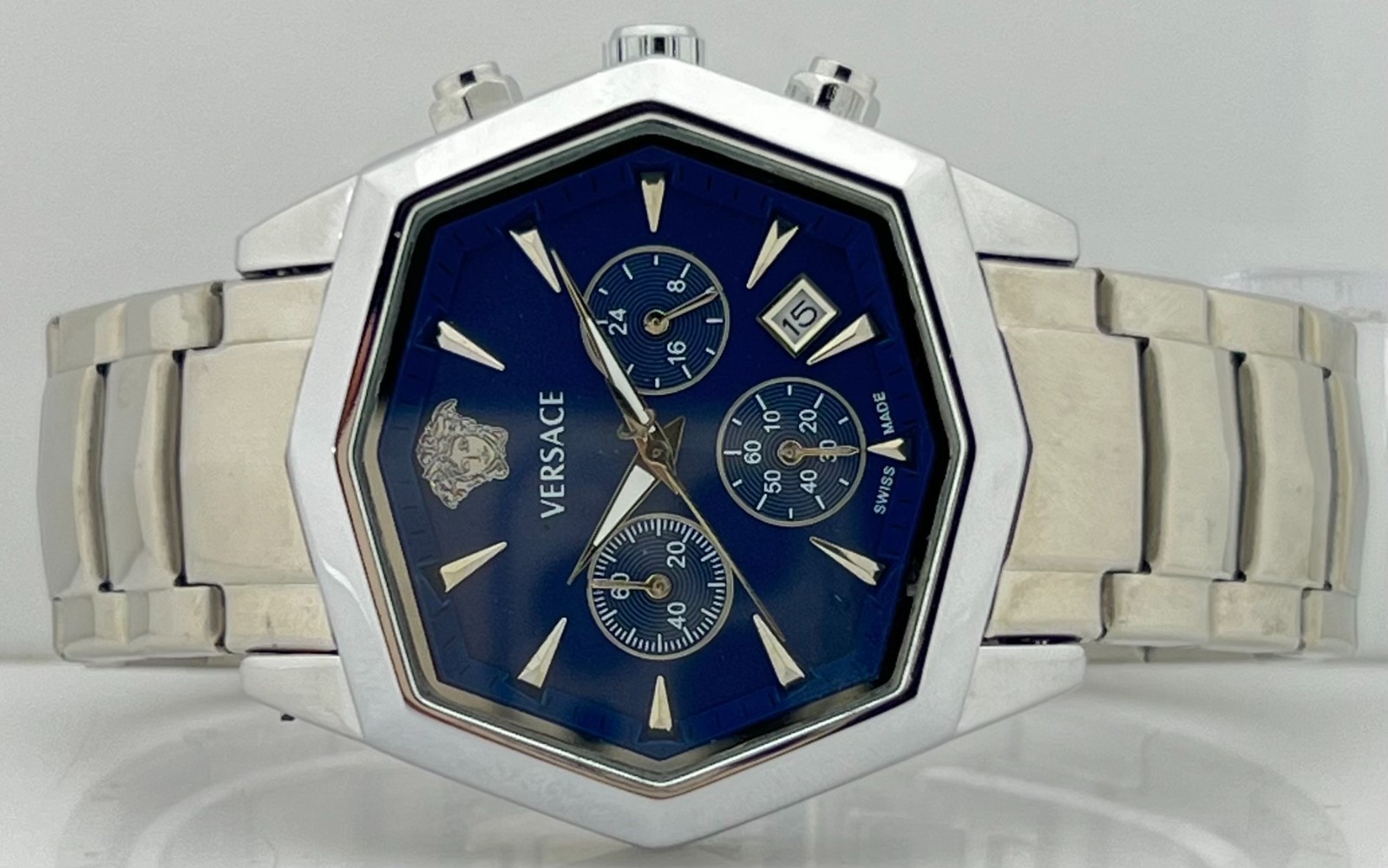 Premium Men’s Versace Medusa Chronograph Blue Dial Date Working Wristwatch