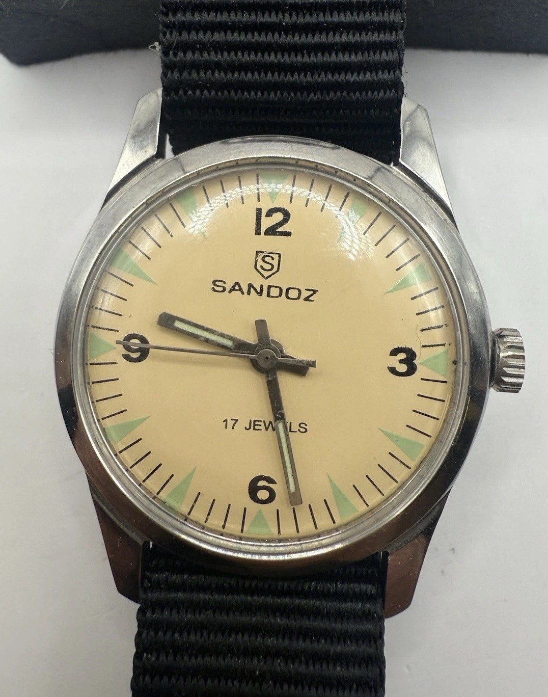 Vintage Henri Sandoz & Fils -17 Jewel-Manual Wind-Men’s Watch-ALL SS Case-Runs
