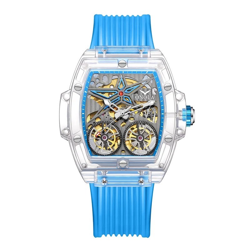 watches men ONOLA Luxury Fashion Plastic Transparent Hollow Full Automatic Mecha
