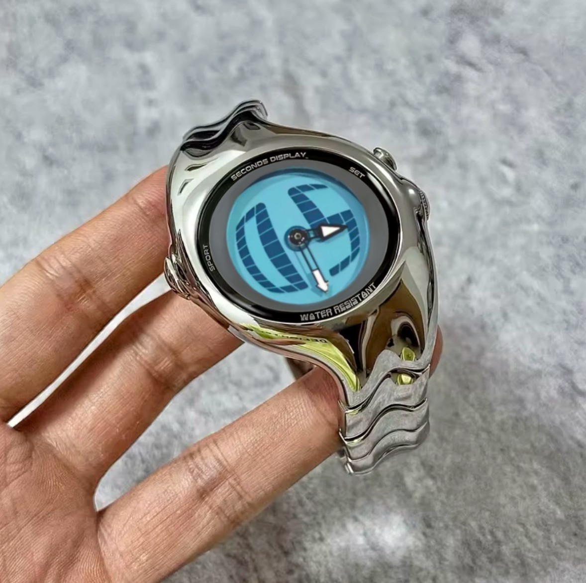 Metal Steel Watch Y2K Hype Silver Chrome Retro Triax Metallic Vintage Style