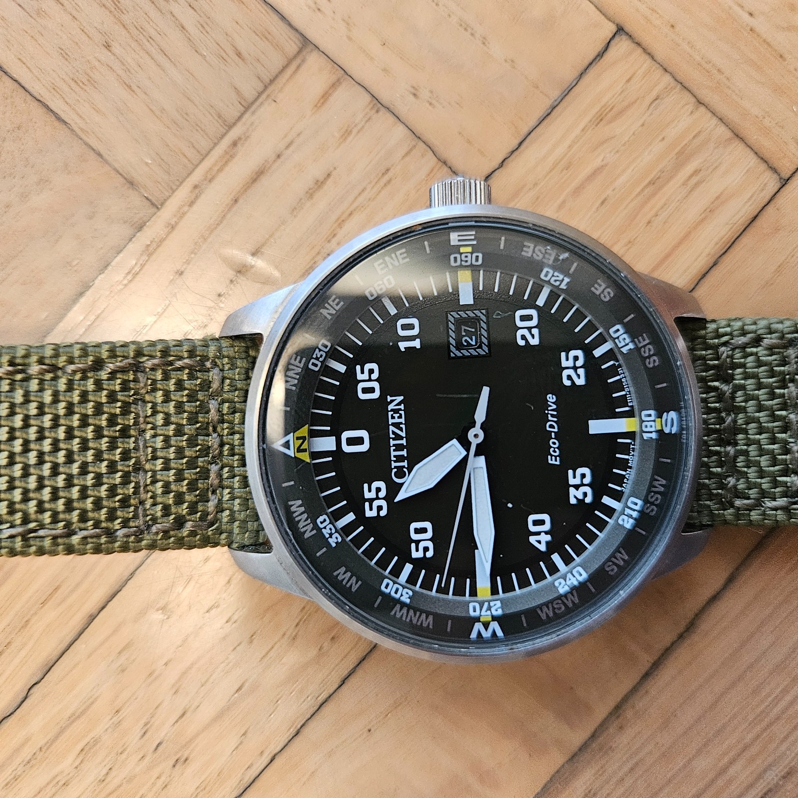 Citizen Eco-Drive BM7390-22X Black Dial Men’s Wrist Watch – Silver/Green