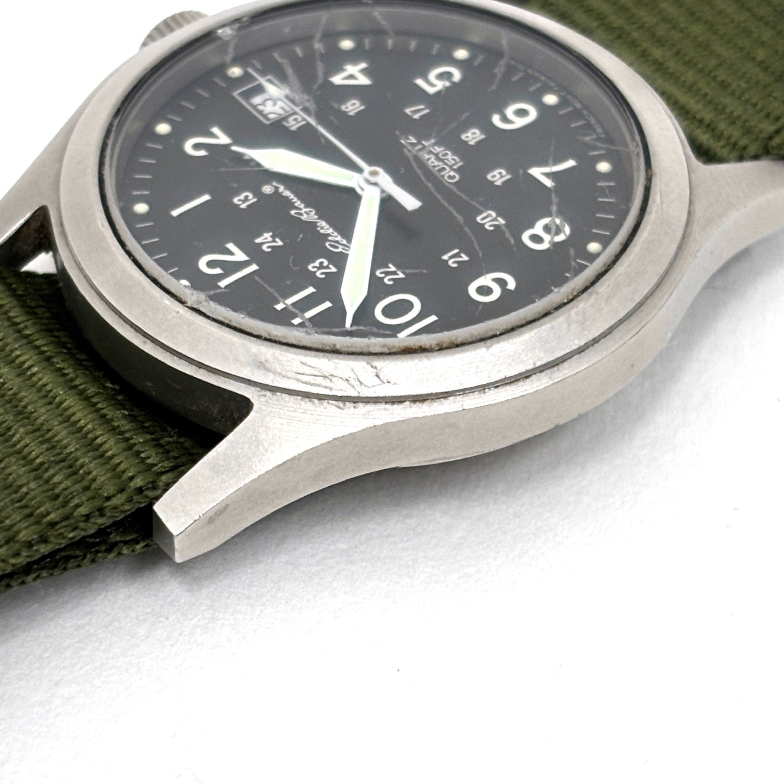 Vintage 90s Eddie Bauer French Quartz Military Field Watch 34mm Date New Battery