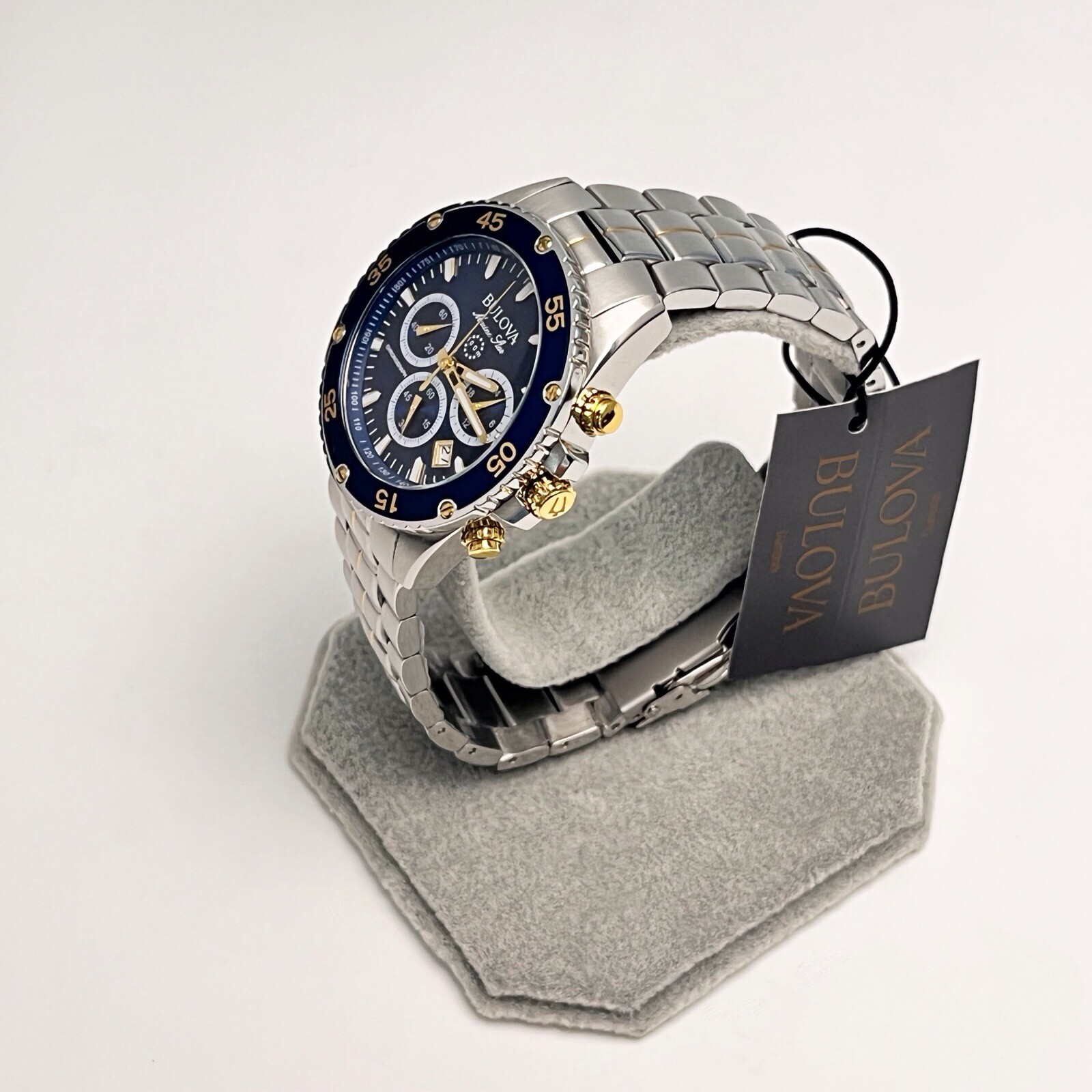 Bulova Marine Star 98B400 Blue Dial Stainless Steel Chronograph Men’s Watch New