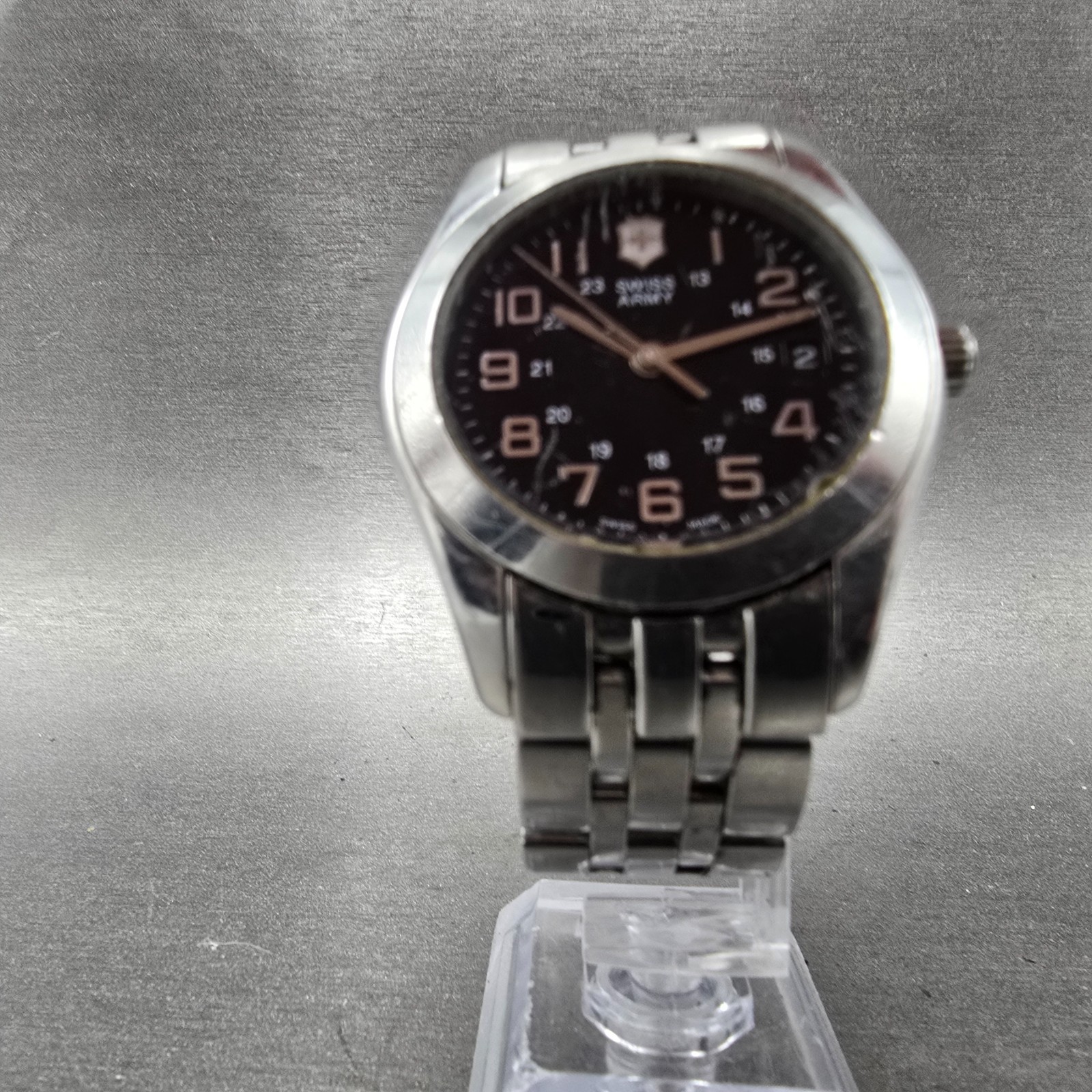 Victorinox Swiss Army Alliance Watch Men 38mm Black Dial Steel Date New Battery