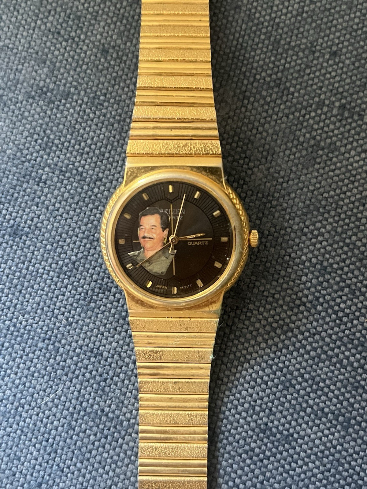 Saddam Hussein Vintage President Rare Iraq Memorial Citizen Watch Steel Stain