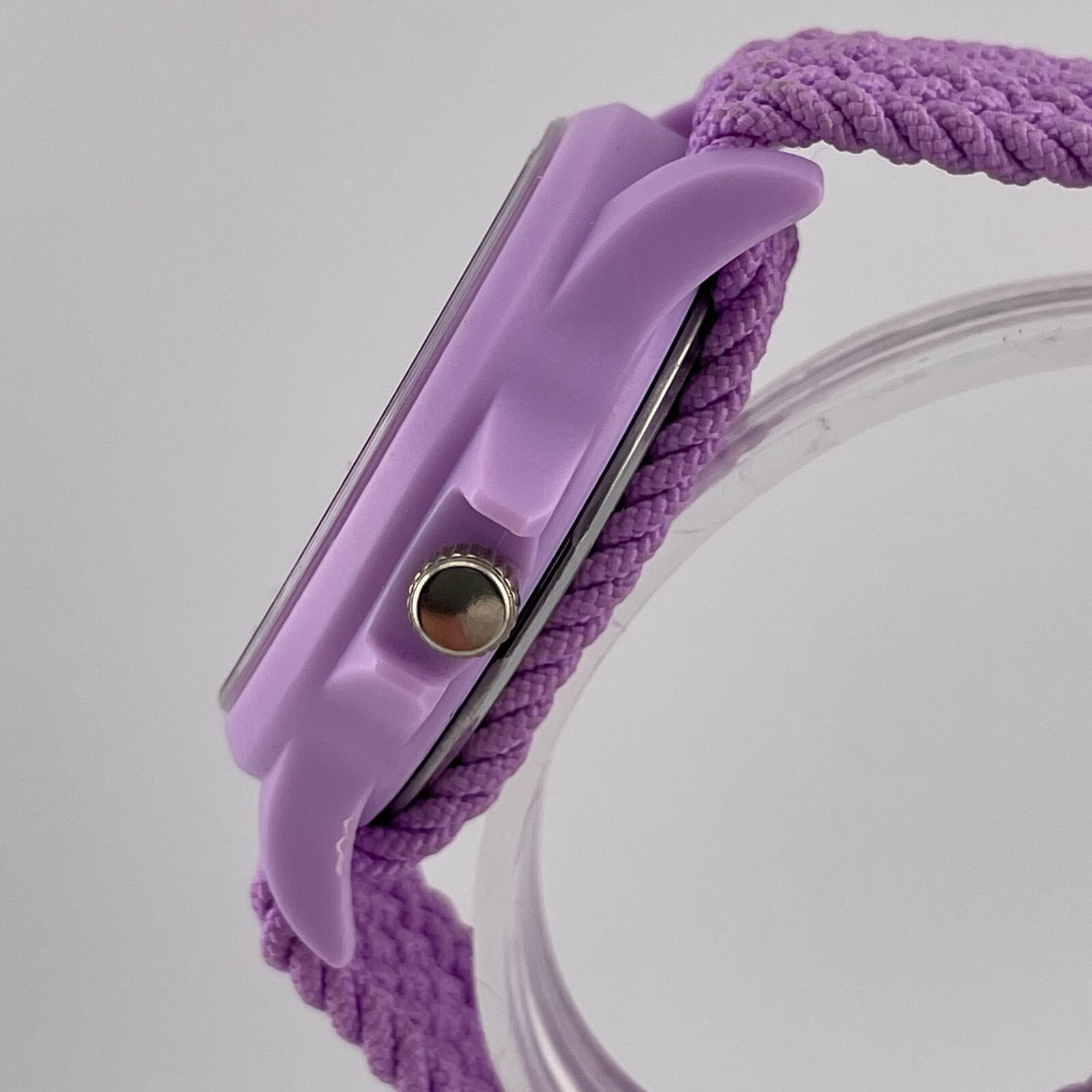 Geneva Womens Watch 39mm Case Purple One Piece Nylon Strap Quartz Analog