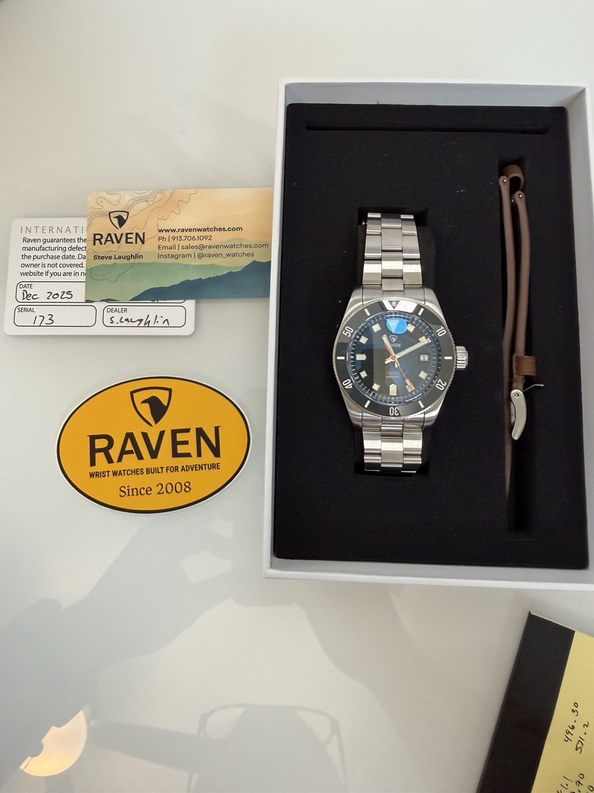Raven Trekker Men’s Automatic Diver 200m Black Dial SS Bracelet Box & Papers