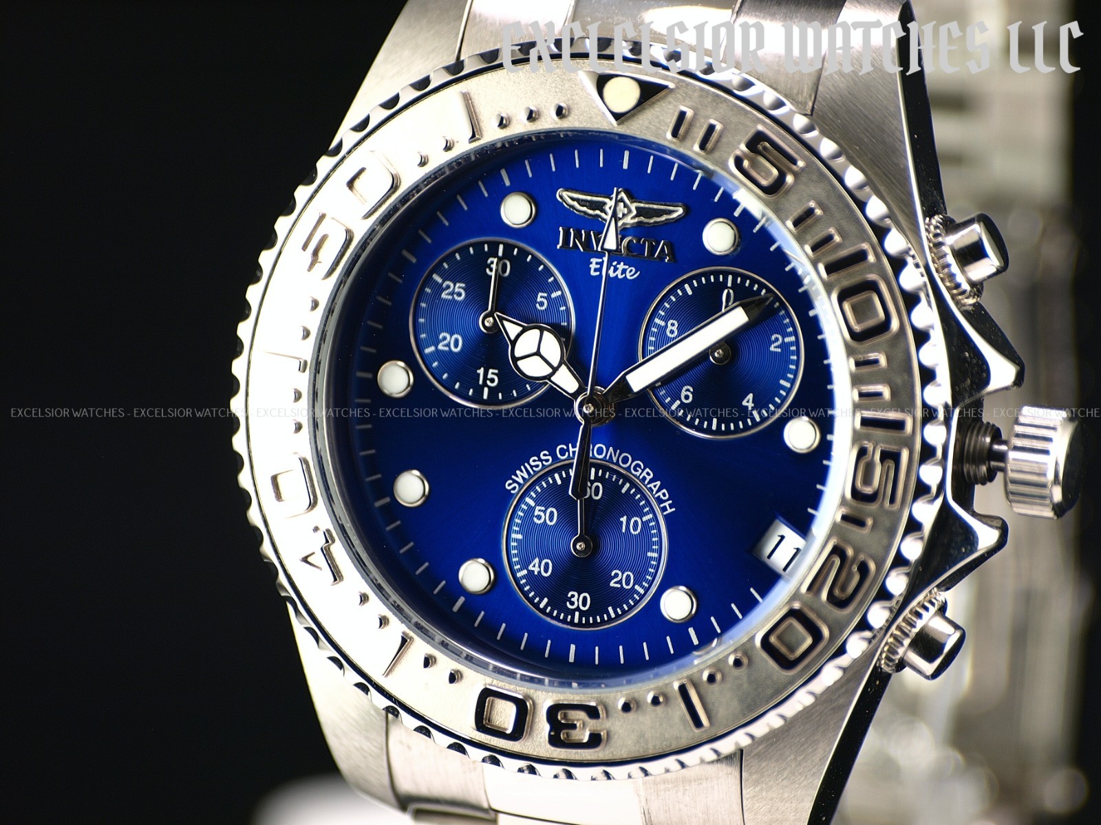 RARE NOS INVICTA ELITE PRO DIVER MEN’S 9821 SWISS ETA CHRONOGRAPH SS WATCH