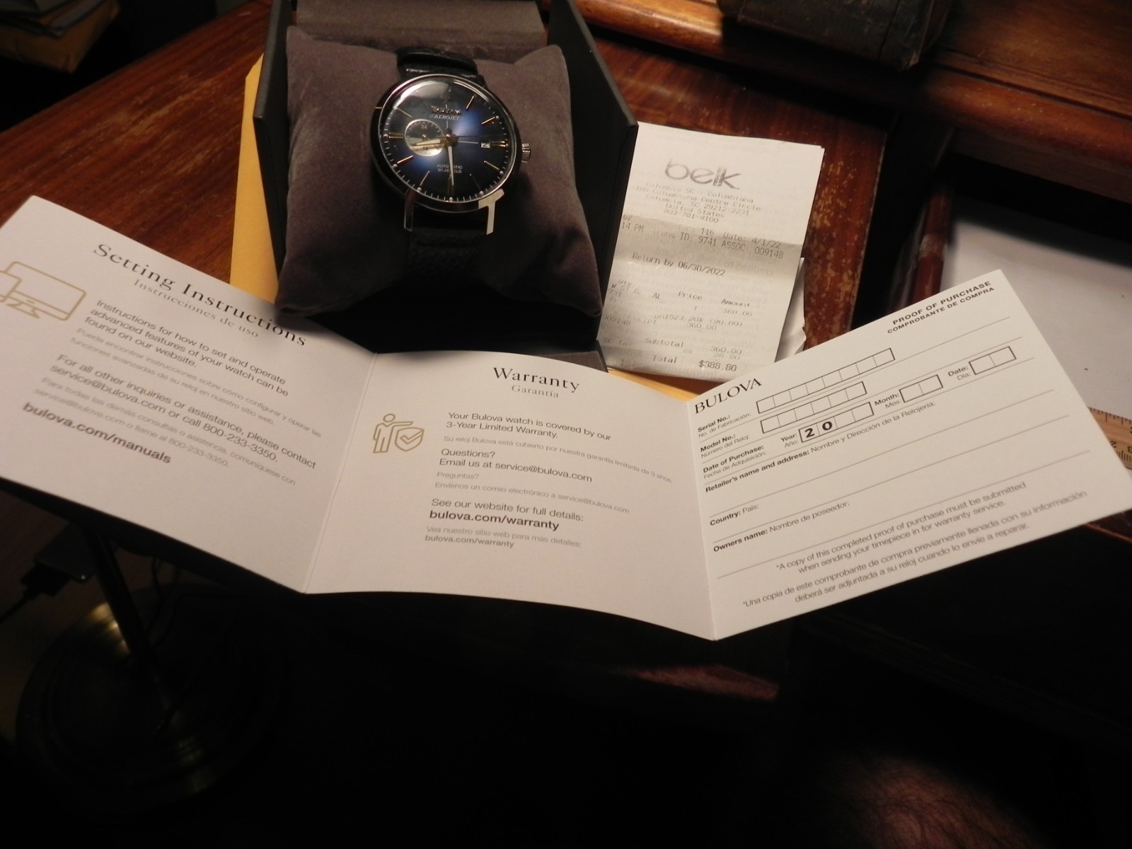 Bulova Aerojet Chronograph Automatic Blue Sunray Dial Men’s Watch 96B374