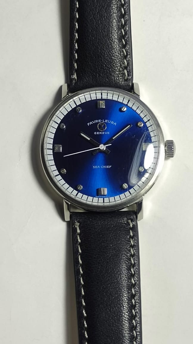 Favre Leuba Geneva Sea-chief Date-winding Men’ Watch Swiss Made Blue Dial 92001