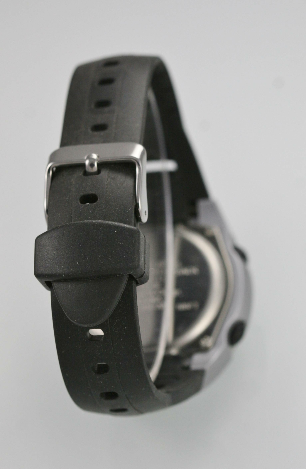 Armitron Mens Watch Silver Plastic Black Rubber Chro Alarm Light Date 50m Quartz
