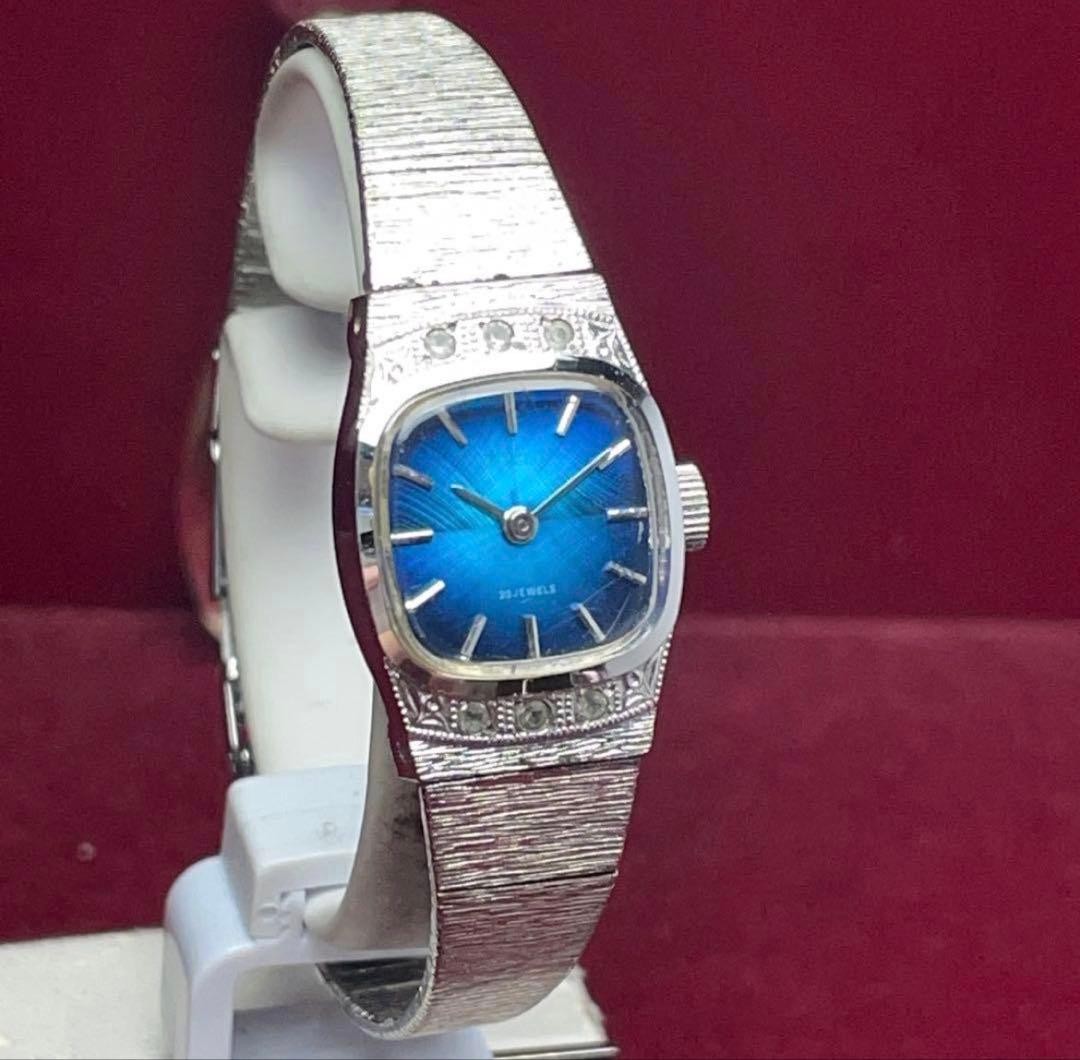 Citizen Vintage 1973 23 Jewels Hand Wind WGP Blue Dial Women’s Watch -Working