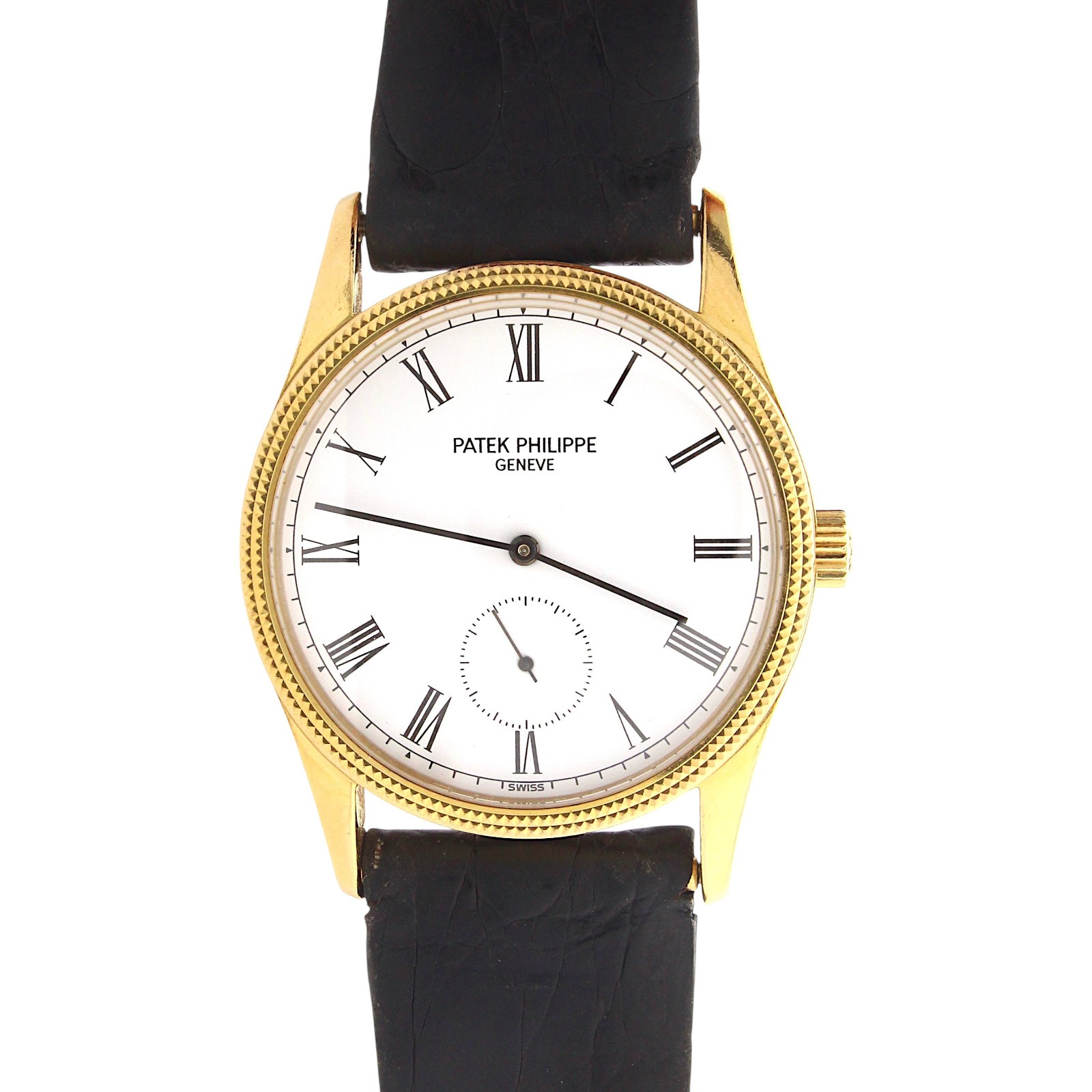 Patek Philippe Calatrava 31mm Clou De Paris Hobnail Bezel Manual Wind 18k Gold