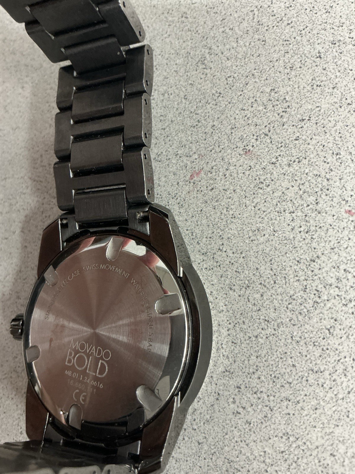 Movado Bold Men’s 44mm Gray Dial Black SS Quartz Date Watch 50m w/ Box