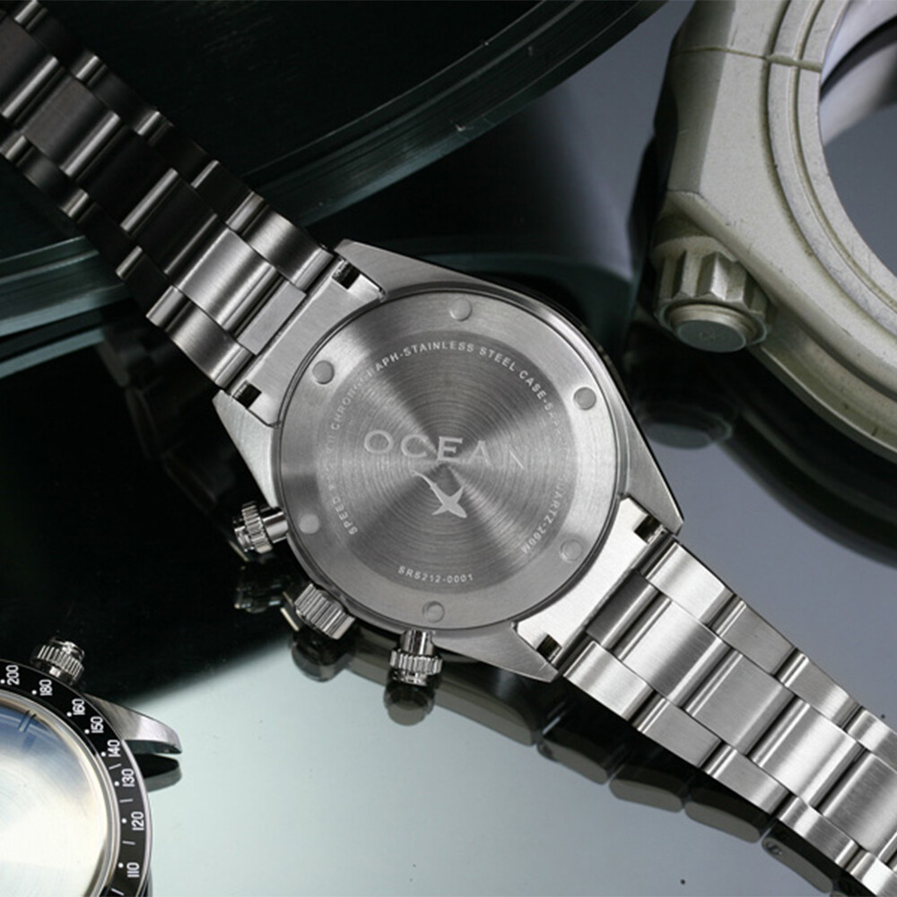 OceanX Speed Racer II Men’s Watch 41.5mm WR 200m Bezel Steel Dial Silver SRS242
