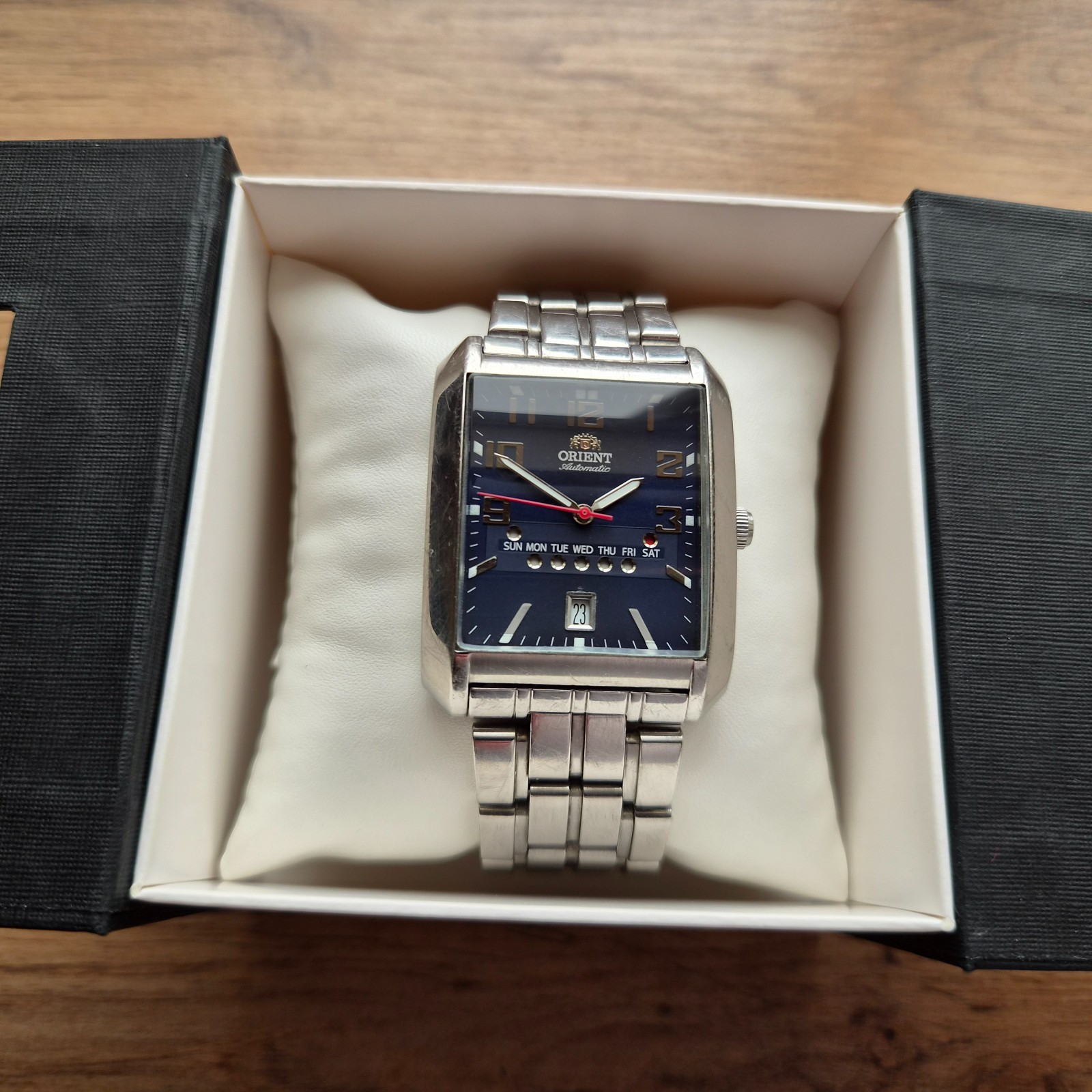 Orient square President watch, day date orient Automatic black Watch, classic