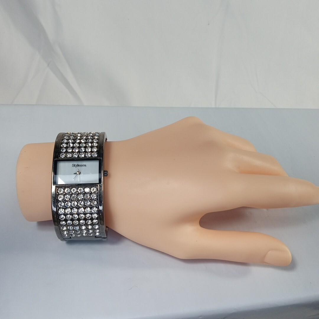 Style & Co Analog Wristwatch with Buckle Band, Quartz Movement, 104 Crystals