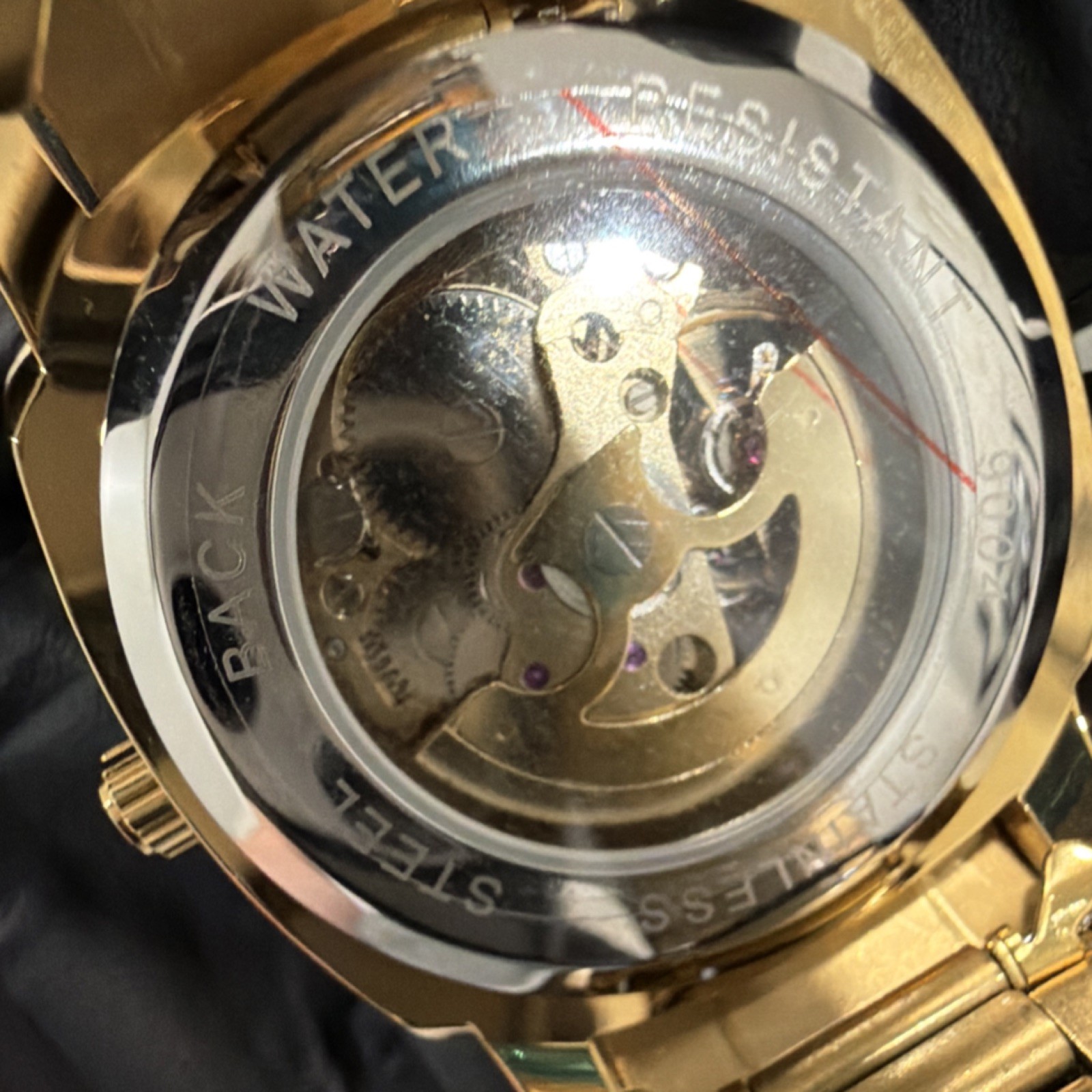 41.5mm Automatic Skeleton Watch With Dial Gold Tone Stainless Steal Bracelet