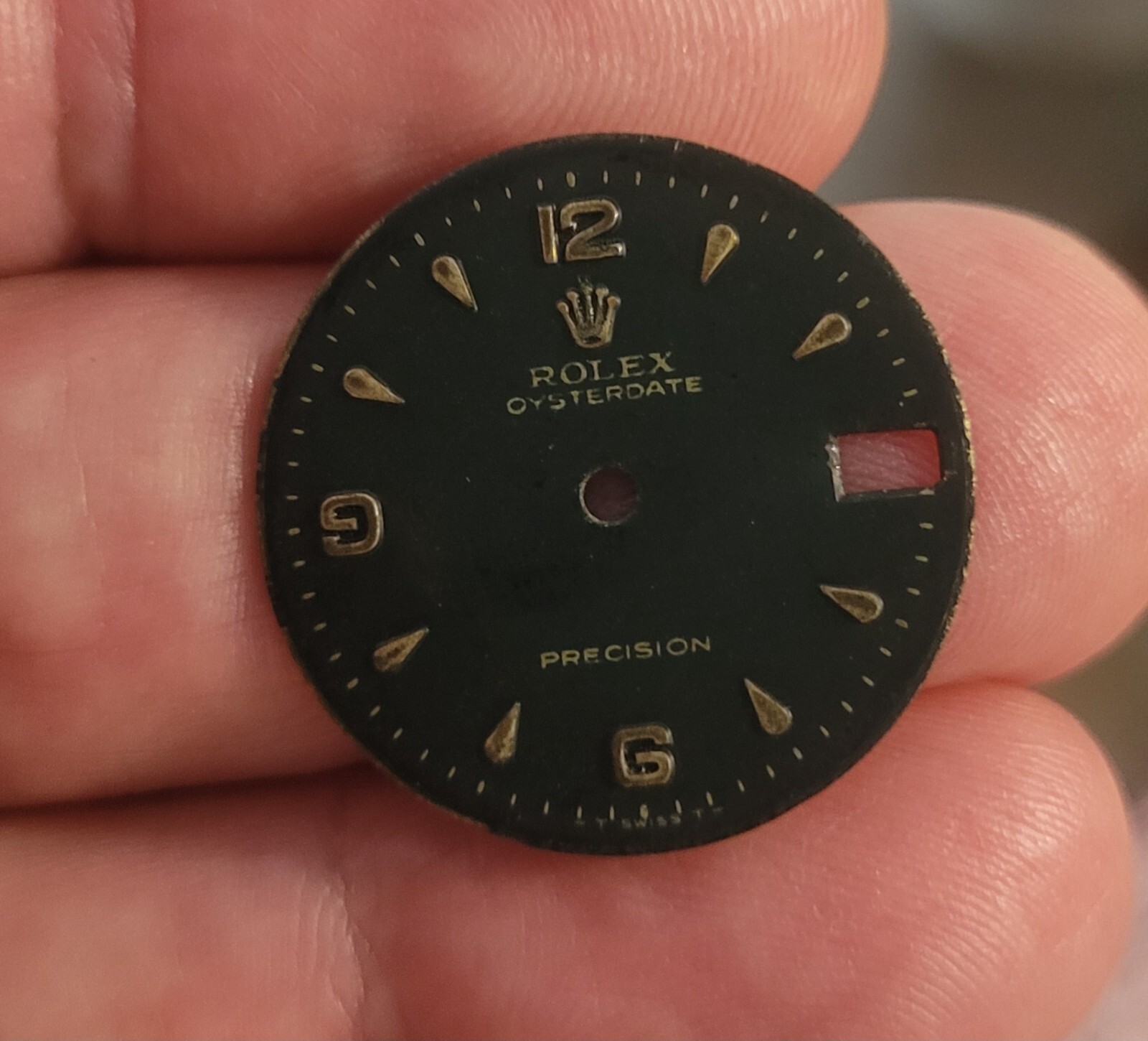Vintage rare Rolex midsize oysterdate precision black model 6466 dial 24.2 mm