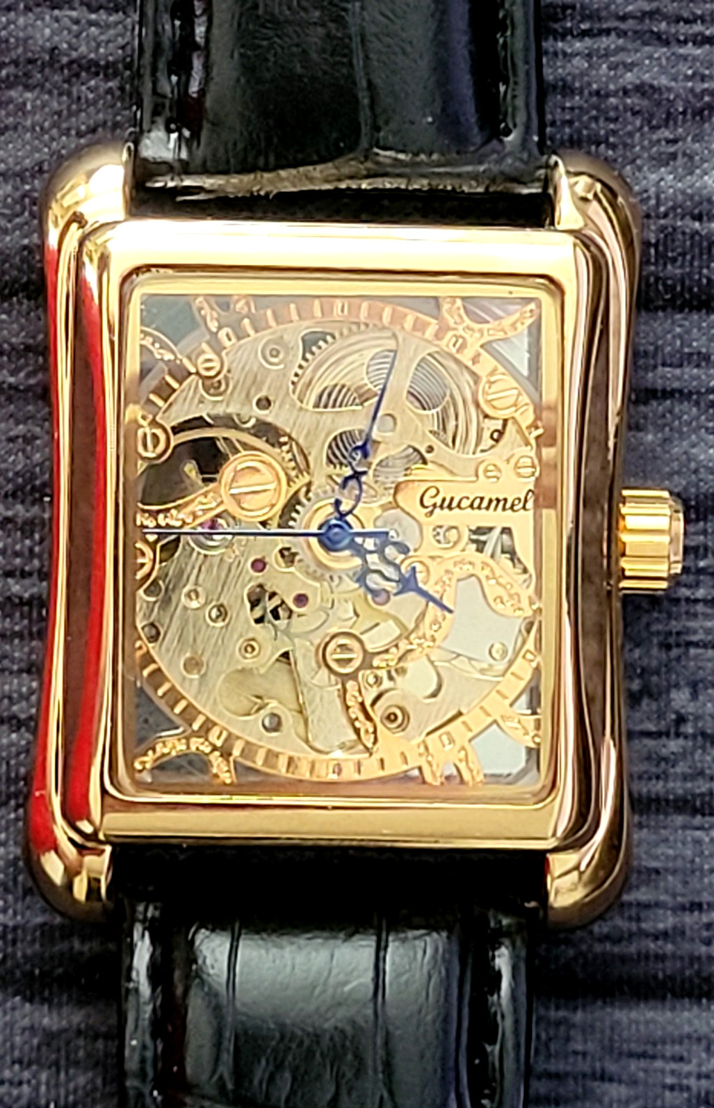 Unique Exhibition Case Skeleton Automatic Mens Dress Watch