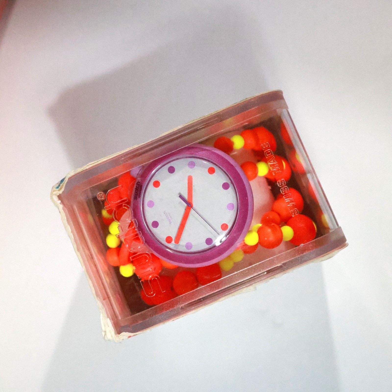Swatch POPALICIOUS BEADS PNP100N Pop Swatch Necklace+PInk Band Watch Purple