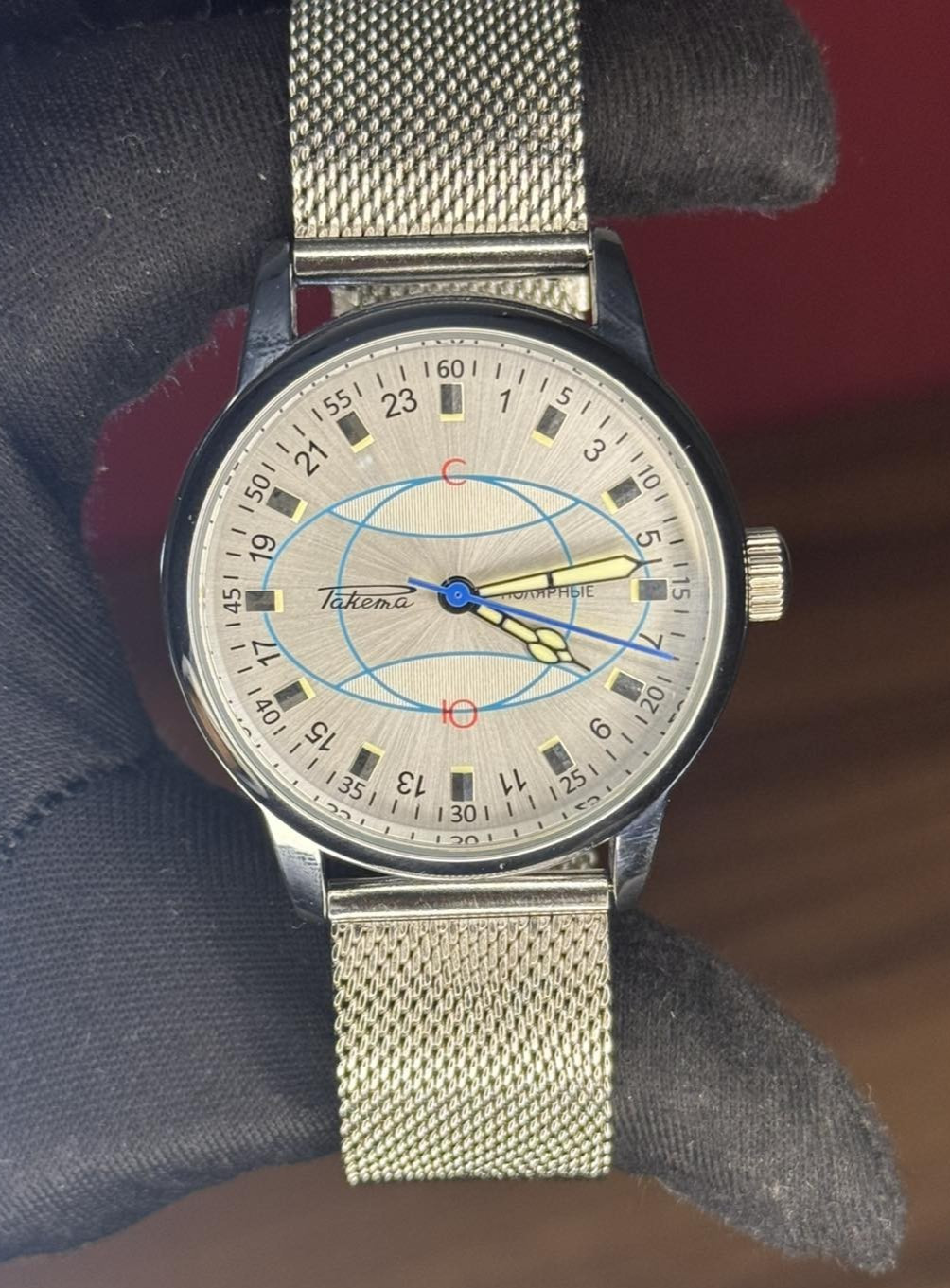 Watch Rakets 24h Mechanical Wrist Polar Men’s Russian Soviet USSR Strap Silver